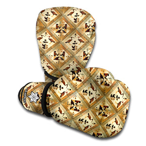 Egyptian Hieroglyphs Pattern Print Boxing Gloves