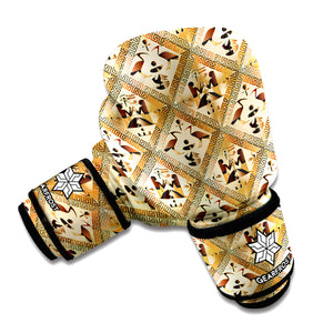 Egyptian Hieroglyphs Pattern Print Boxing Gloves