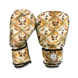 Egyptian Hieroglyphs Pattern Print Boxing Gloves