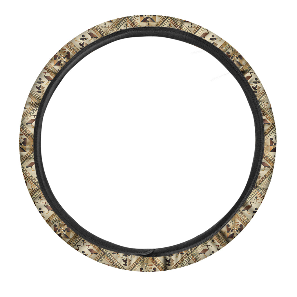 Egyptian Hieroglyphs Pattern Print Car Steering Wheel Cover
