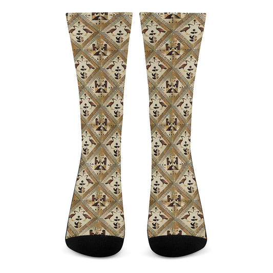 Egyptian Hieroglyphs Pattern Print Crew Socks