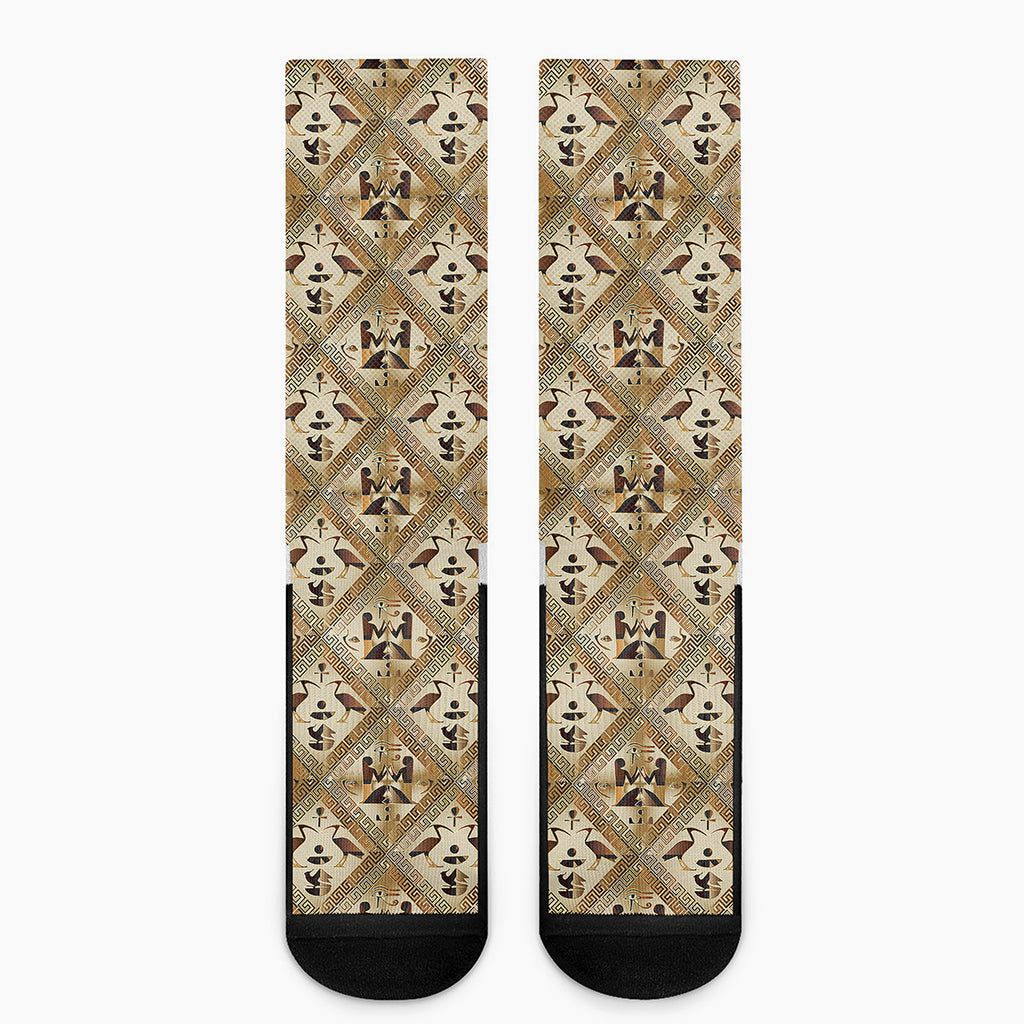 Egyptian Hieroglyphs Pattern Print Crew Socks