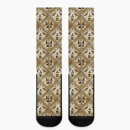 Egyptian Hieroglyphs Pattern Print Crew Socks