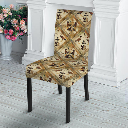 Egyptian Hieroglyphs Pattern Print Dining Chair Slipcover