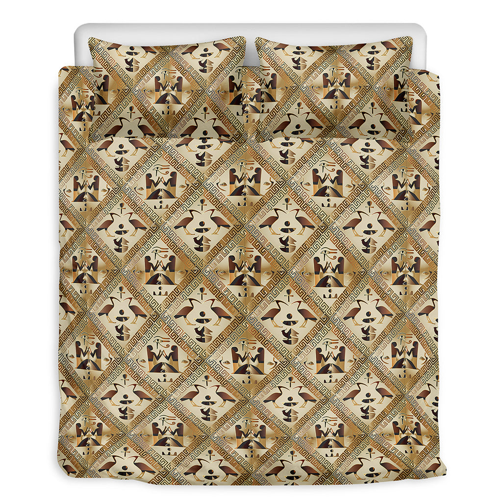 Egyptian Hieroglyphs Pattern Print Duvet Cover Bedding Set