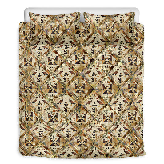 Egyptian Hieroglyphs Pattern Print Duvet Cover Bedding Set
