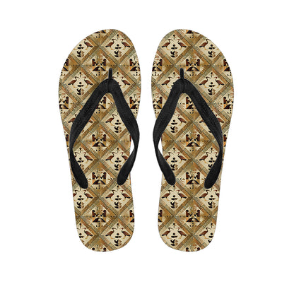 Egyptian Hieroglyphs Pattern Print Flip Flops