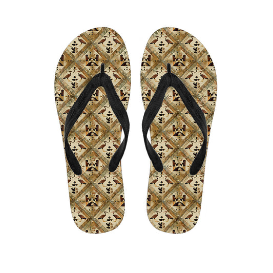 Egyptian Hieroglyphs Pattern Print Flip Flops