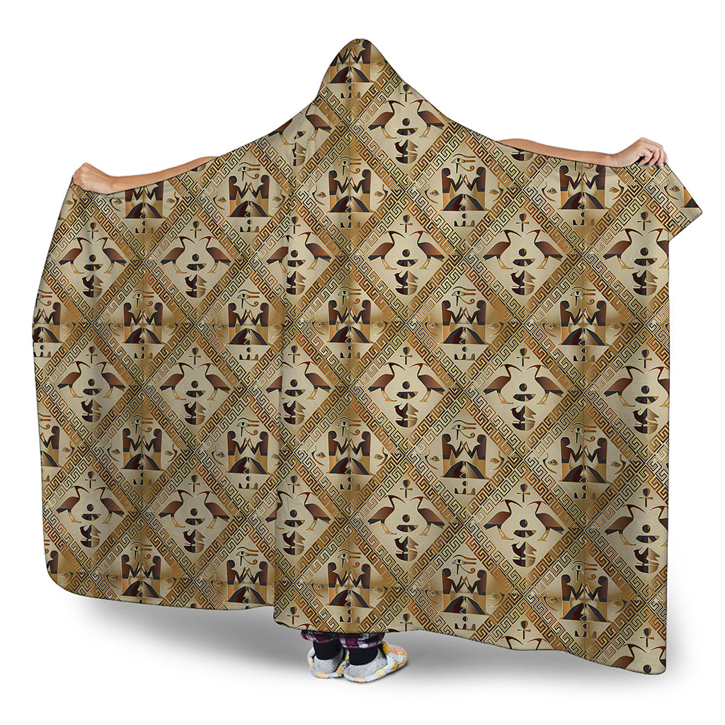 Egyptian Hieroglyphs Pattern Print Hooded Blanket