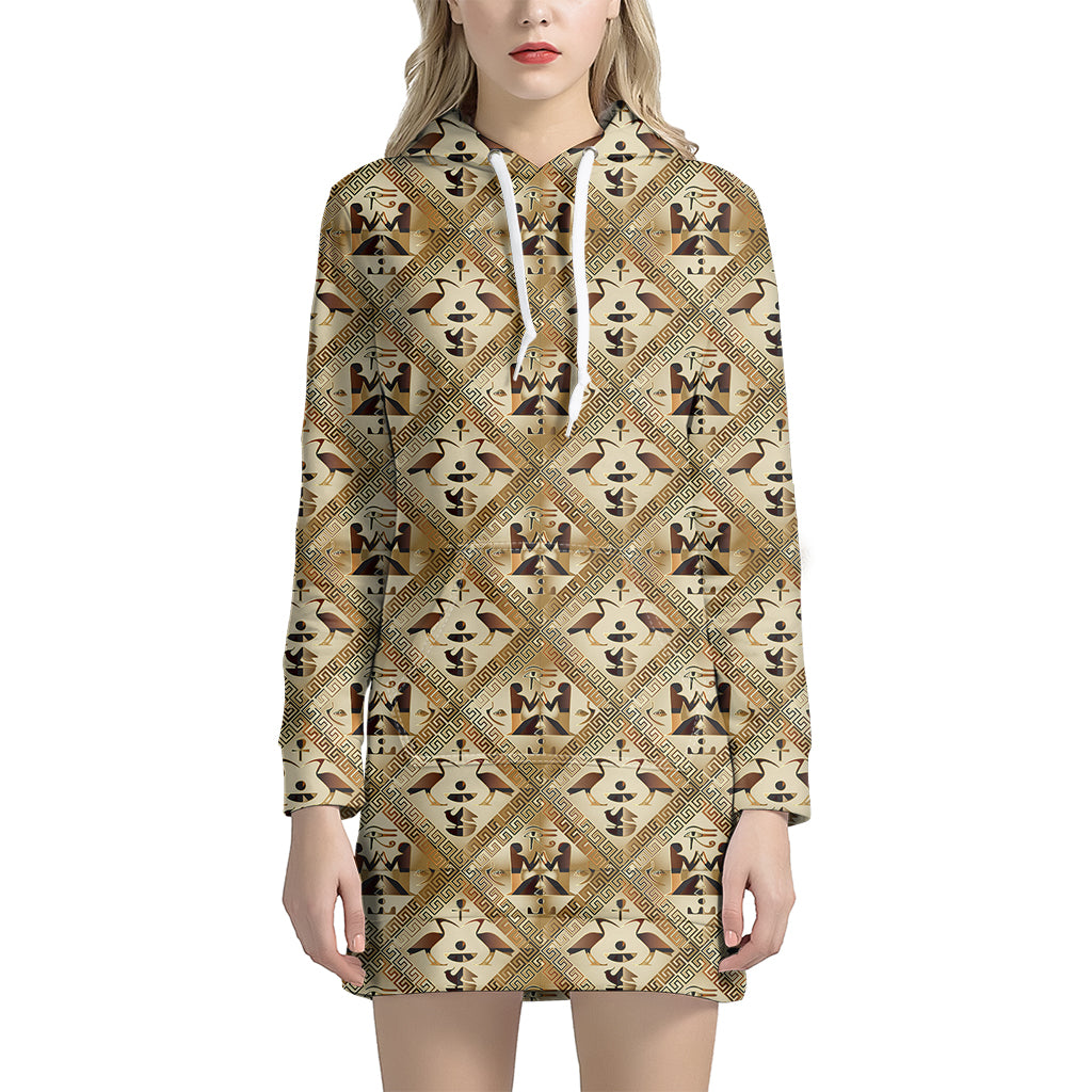 Egyptian Hieroglyphs Pattern Print Hoodie Dress