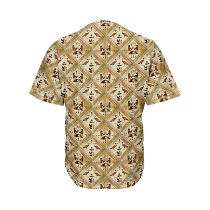 Egyptian Hieroglyphs Pattern Print Men's Baseball Jersey