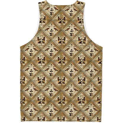 Egyptian Hieroglyphs Pattern Print Men's Tank Top