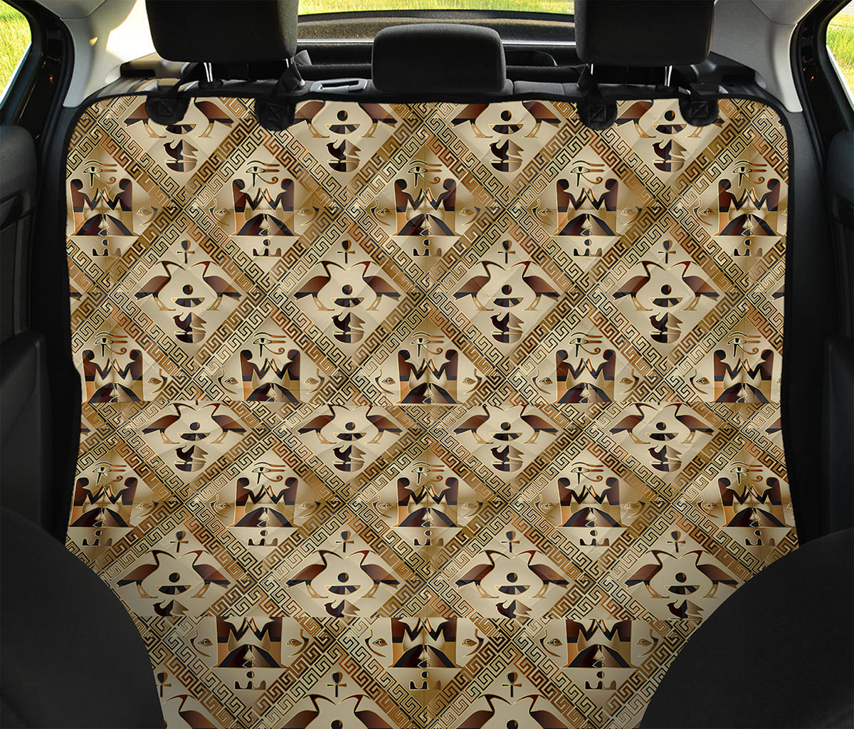 Egyptian Hieroglyphs Pattern Print Pet Car Back Seat Cover
