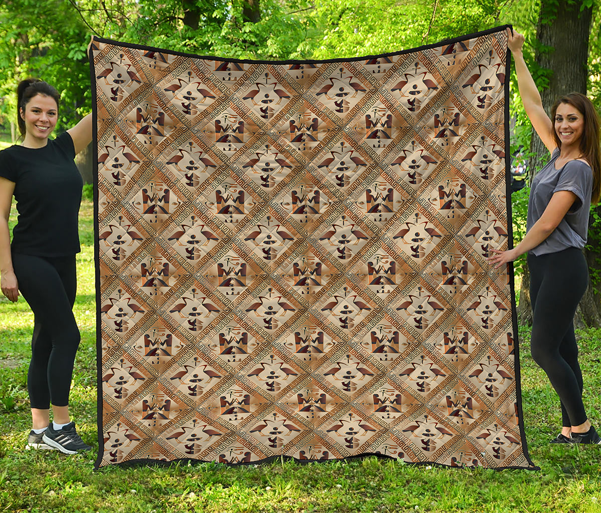Egyptian Hieroglyphs Pattern Print Quilt