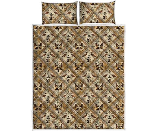 Egyptian Hieroglyphs Pattern Print Quilt Bed Set