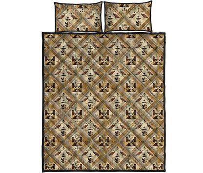 Egyptian Hieroglyphs Pattern Print Quilt Bed Set