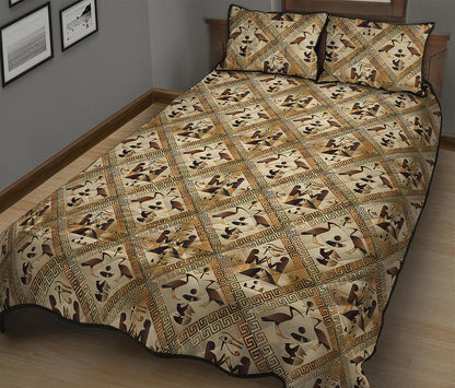 Egyptian Hieroglyphs Pattern Print Quilt Bed Set