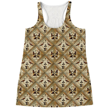 Egyptian Hieroglyphs Pattern Print Women's Racerback Tank Top