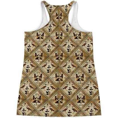 Egyptian Hieroglyphs Pattern Print Women's Racerback Tank Top