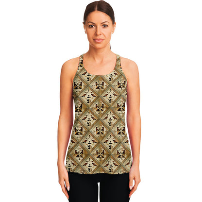 Egyptian Hieroglyphs Pattern Print Women's Racerback Tank Top