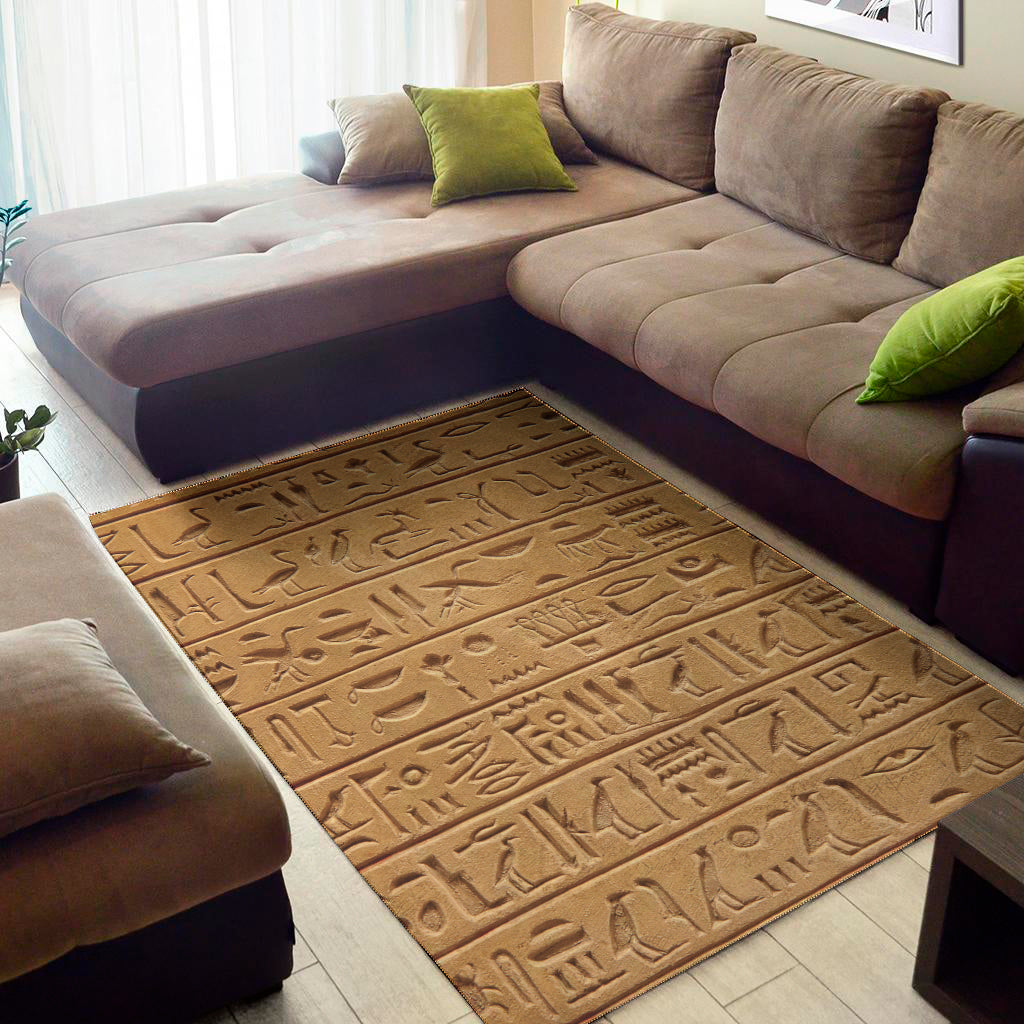 Egyptian Hieroglyphs Print Area Rug