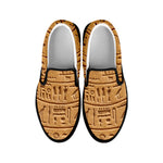 Egyptian Hieroglyphs Print Black Slip On Shoes