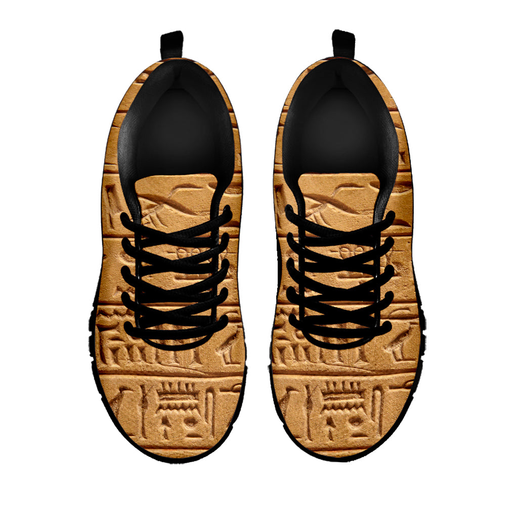 Egyptian Hieroglyphs Print Black Sneakers