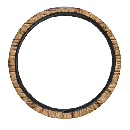 Egyptian Hieroglyphs Print Car Steering Wheel Cover