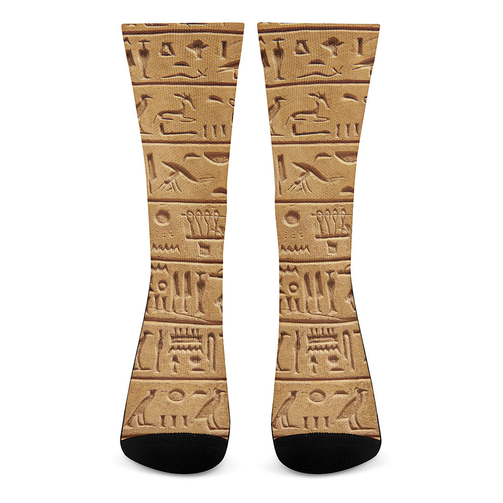 Egyptian Hieroglyphs Print Crew Socks
