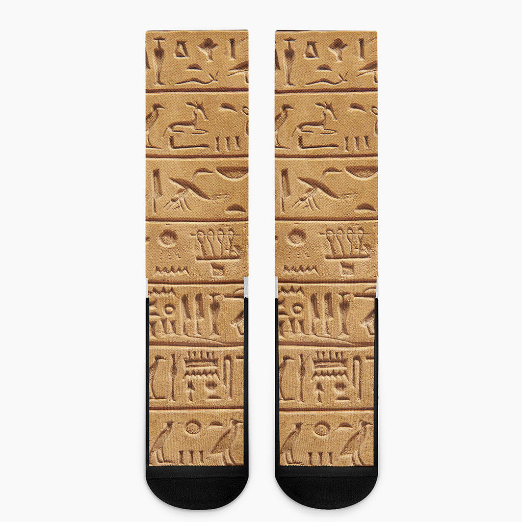 Egyptian Hieroglyphs Print Crew Socks
