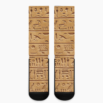 Egyptian Hieroglyphs Print Crew Socks
