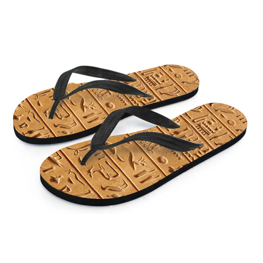 Egyptian Hieroglyphs Print Flip Flops