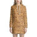 Egyptian Hieroglyphs Print Pullover Hoodie Dress