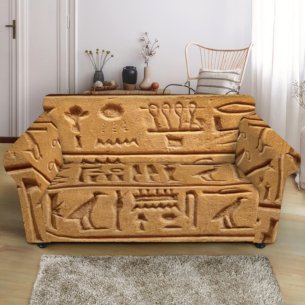 Egyptian Hieroglyphs Print Loveseat Slipcover