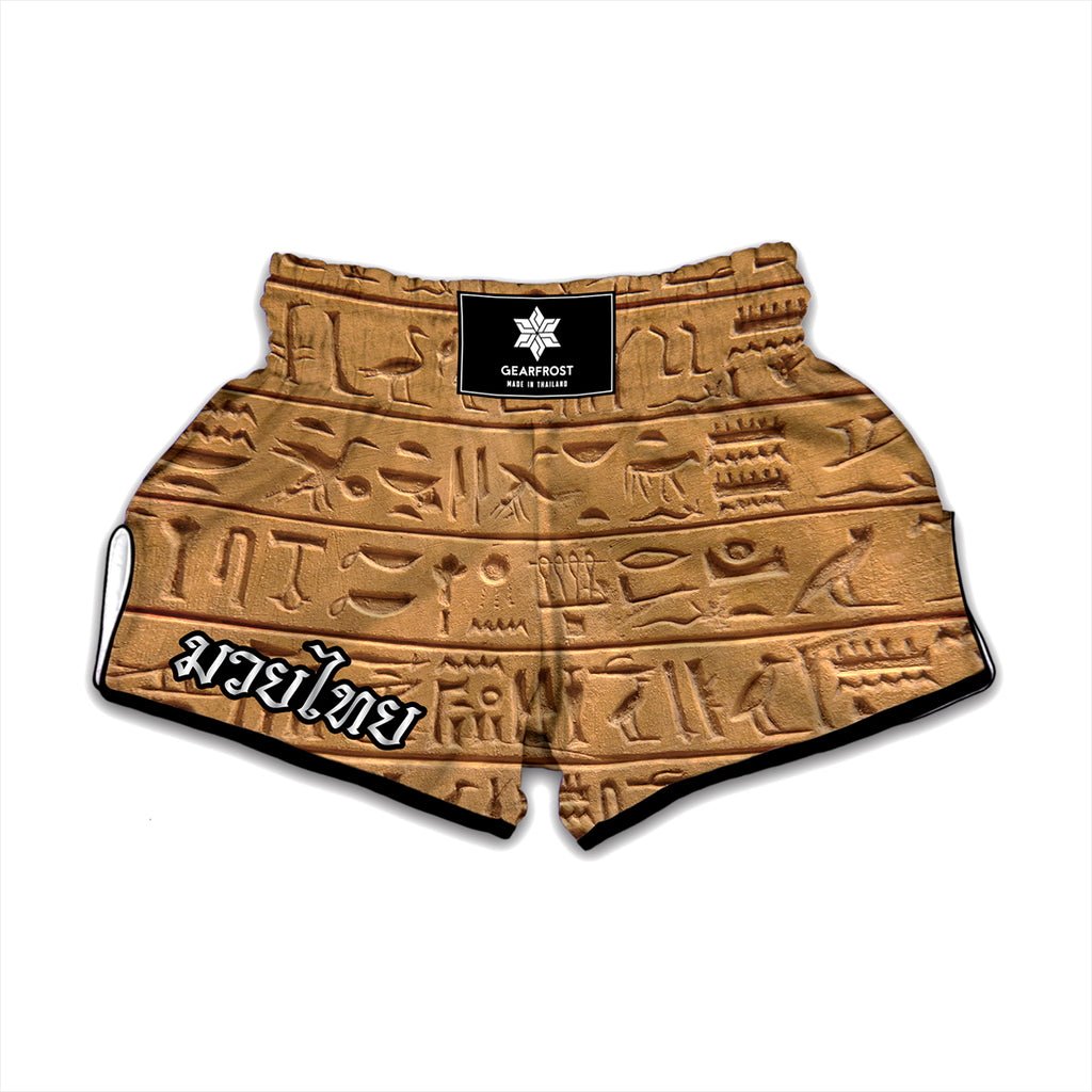 Egyptian Hieroglyphs Print Muay Thai Boxing Shorts