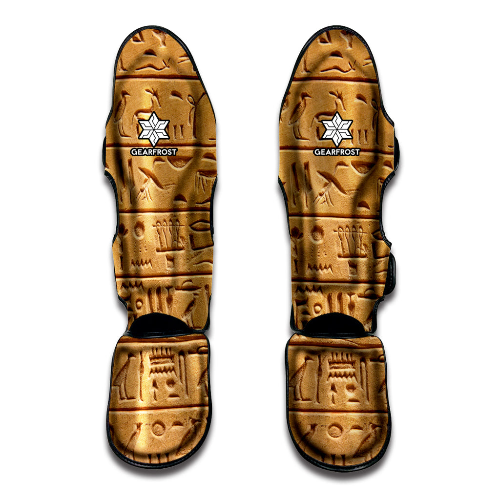 Egyptian Hieroglyphs Print Muay Thai Shin Guard