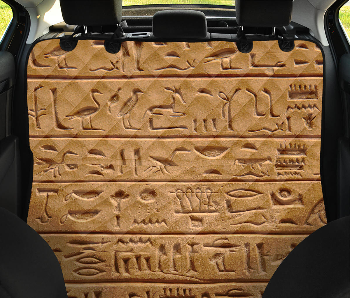 Egyptian Hieroglyphs Print Pet Car Back Seat Cover