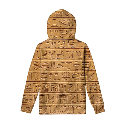 Egyptian Hieroglyphs Print Pullover Hoodie