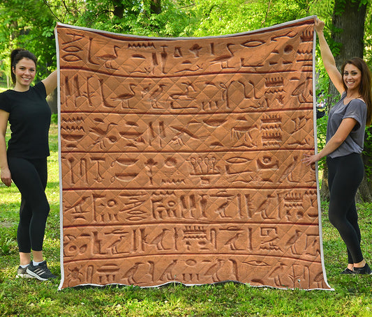 Egyptian Hieroglyphs Print Quilt
