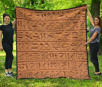 Egyptian Hieroglyphs Print Quilt