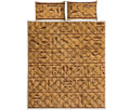 Egyptian Hieroglyphs Print Quilt Bed Set