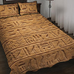 Egyptian Hieroglyphs Print Quilt Bed Set