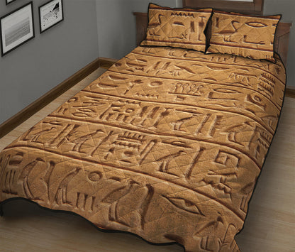 Egyptian Hieroglyphs Print Quilt Bed Set