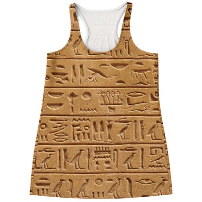 Egyptian Hieroglyphs Print Women's Racerback Tank Top