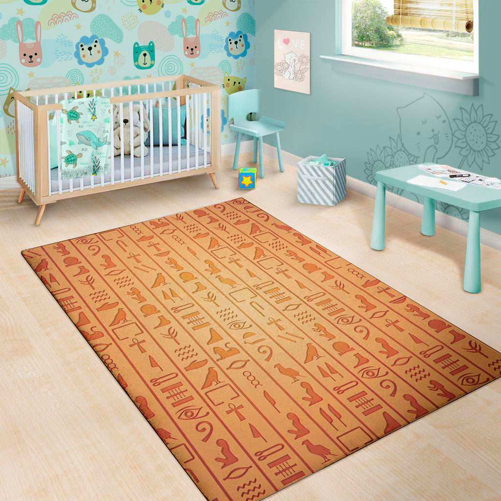 Egyptian Hieroglyphs Symbol Print Area Rug