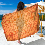 Egyptian Hieroglyphs Symbol Print Beach Sarong Wrap