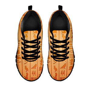 Egyptian Hieroglyphs Symbol Print Black Sneakers