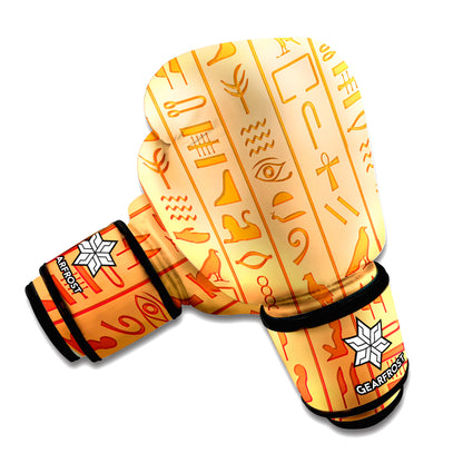 Egyptian Hieroglyphs Symbol Print Boxing Gloves