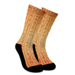 Egyptian Hieroglyphs Symbol Print Crew Socks