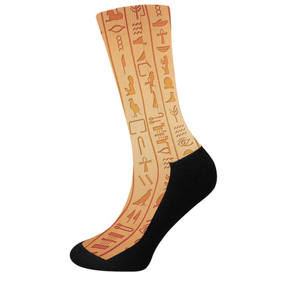Egyptian Hieroglyphs Symbol Print Crew Socks